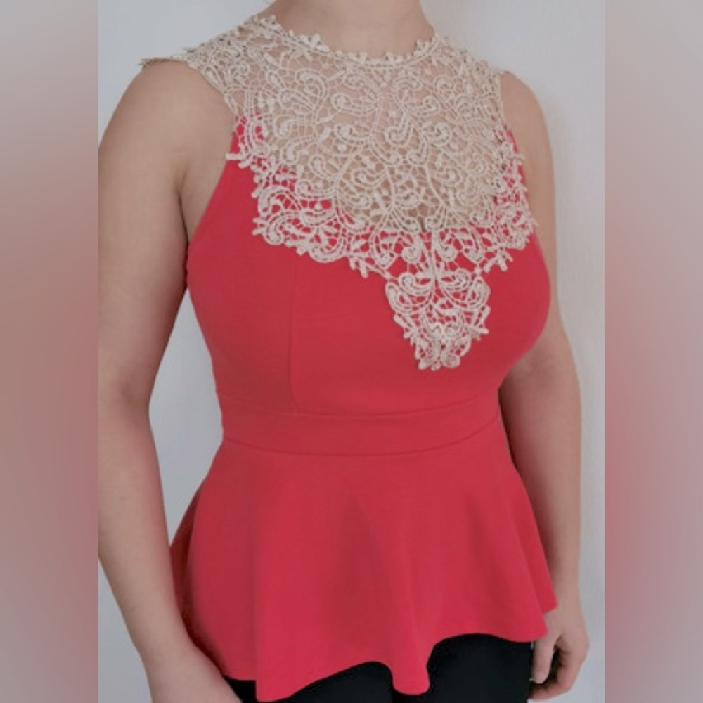 NWT Anthropologie Lace & Peplum Top